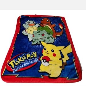 Vintage Pokemon 90s Throw Blanket Nintendo 51x43 Velvet